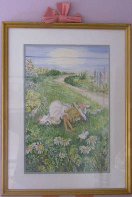 Joanna Batherson; In The Daisies, 2003, Original Watercolor, 20 x 27 inches. Artwork description: 241 An original framed watercolor inspired by all little girls who love flowers. ...