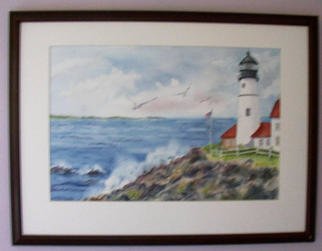 Joanna Batherson; Portland Headlight, 2003, Original Watercolor, 27 x 21 inches. Artwork description: 241 An original watercolor inspired by a visit to the beautiful lighthouse in Maine. ...