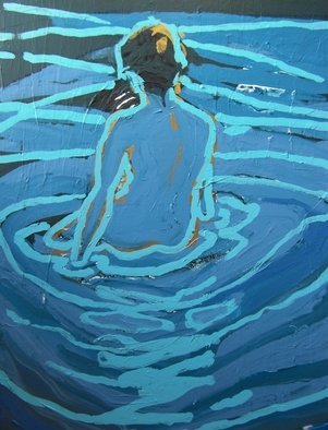 Joanna Glazer; The Night I Love You Ichi..., 2010, Original Painting Acrylic, 60 x 80 cm. Artwork description: 241  Girl in a hot Japanese bath ...