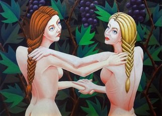 Joao Werner; Two Nymphs, 2017, Original Painting Oil, 70 x 50 inches. 