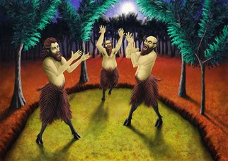 Joao Werner; Three Satyrs Singing, 2016, Original Digital Art, 71 x 50 cm. Artwork description: 241 Digital Painting Bitmap  Painter 2016 GiclA(c)e on paper Arches Aquarelle Rag,  100  cotton .Limited edition to 20 prints.Dated, signed, numbered and stamped.With Certificate of Authenticity. ...
