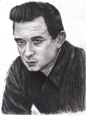 Jodie Hammonds; Johnny Cash, 2012, Original Drawing Pencil, 8 x 10 inches. Artwork description: 241  young Johnny Cash             ...