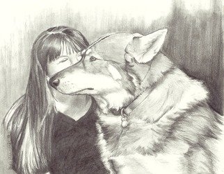 Jodie Hammonds; Merlin, 2016, Original Drawing Graphite, 10 x 8 inches. Artwork description: 241 Husky, England, dog...