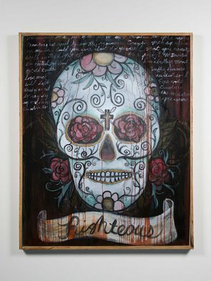 Joe Morris; The Path, 2008, Original Painting Acrylic, 48 x 60 inches. Artwork description: 241  Day of the Dead Skull with hand written passage. Also used some staining techniques on top of acrylic. ...