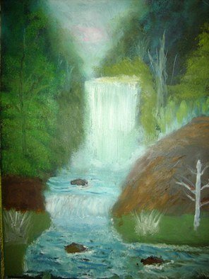 John Hughes; Forest Waterfall, 2016, Original Painting Oil, 16 x 18 inches. Artwork description: 241 Original Oil Painting on Double Primed Cotton Canvas. Unframed. ...