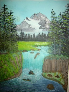 John Hughes; Mountain Waterfall, 2016, Original Painting Oil, 24 x 18 inches. Artwork description: 241 Original Oil Painting on Double Primed Cotton Canvas. Unframed. ...