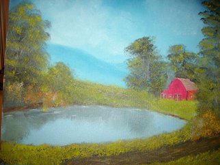 John Hughes; Red Barn By A Pond, 2016, Original Painting Oil, 20 x 16 inches. Artwork description: 241 Original Oil Painting on Double Primed Cotton Canvas. Unframed. ...