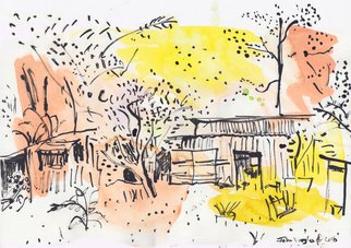 John Douglas; The Old Shed Out The Back, 2016, Original Drawing Gouache, 29.5 x 21 cm. Artwork description: 241  Ink and gouache on paper. From life. ...