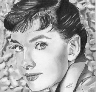 Chris Jones; Audrey Hepburn, 2013, Original Drawing Pencil, 20 x 28 cm. Artwork description: 241    graphite pencil H, B, 2B, 3B & 6B 0n Bristol smooth paper   ...