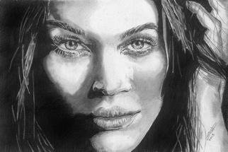 Chris Jones; Megan Fox, 2013, Original Drawing Pencil, 28 x 20 cm. Artwork description: 241      Graphite pencil portrait using H, B, 2B, 3B, 6B on cartridge paper                    ...