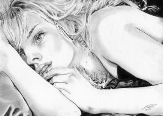 Chris Jones; Scarlett Johansson2, 2013, Original Drawing Pencil, 20 x 28 cm. Artwork description: 241      graphite pencil H, B, 2B, 3B & 6B 0n Bristol smooth paper     ...