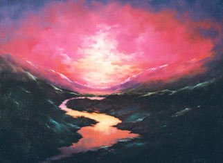 Jorge Leanza; Scarlet Sunset, 2005, Original Painting Oil, 22 x 28 inches. Artwork description: 241 magnificent blend colors...