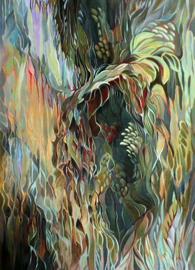 Jan Pozzi; CAVERN, 2014, Original Painting Acrylic, 68 x 54 inches. Artwork description: 241 Colors bleeding trough and coming forward into a canern. On Canvas Colors folding into each other to form an under water cavern. ...