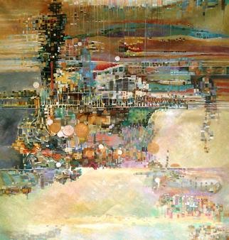 Jan Pozzi; Reflections, 2012, Original Painting Acrylic, 48 x 60 inches. Artwork description: 241  60x60 Acrylic on Canvas. Squares of color formed to make surreal reflections of buildings and water. ...