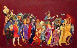 Judith Mitchell; All Humankind Is One Volume, 1998, Original Illustration, 22 x 14.3 inches. Artwork description: 241  Twenty- three well- known characters from world literature, myth, and legend parade before us.  Shakespeare, Alcott, Twain, Hawthorne and more are represented.  This was done for a poster promoting reading, with the message that there are no 
