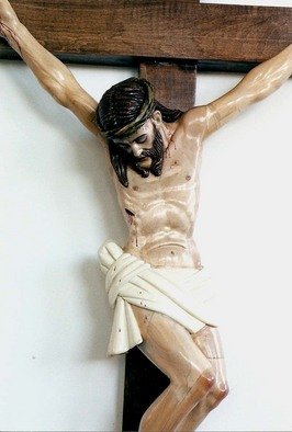 Judyta Bil; Crucifixion, 2002, Original Sculpture Wood,  36 inches. Artwork description: 241  Got some 