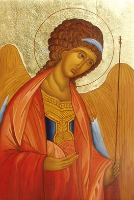 Judyta Bil; St Michael The Archangel, 2010, Original Painting Oil, 9 x 13 inches. Artwork description: 241  Icon painted on primed birchwood with oil paints. Goldleafed with 24K gold. ...