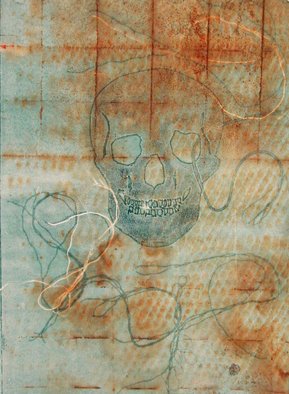 Junanne Peck; Skull 2, 2012, Original Printmaking Other, 11 x 15 inches. Artwork description: 241        Multipass Monotype Printmaking Akua Ink  BFK Paper       ...
