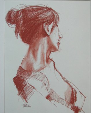Juraj Skalina; Nude  Profile, 2003, Original Drawing Charcoal, 14 x 18 inches. 