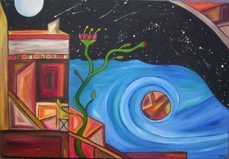 Jyoti Thomas; Two Worlds With New Life, 2010, Original Painting Acrylic, 75 x 45 cm. Artwork description: 241     part of the Night Sea Journey series             ...