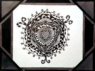 Neal Alicakos; Birth Of A Mandala, 2017, Original Drawing Ink, 20 x 16 inches. Artwork description: 241 Black and white Mandala with black and gray borders. Mandalas are one of my favorite types of artwork. It is created from your inner soul and an expression of ones self as you add to it. I find it to be very relaxing and meditating when making ...