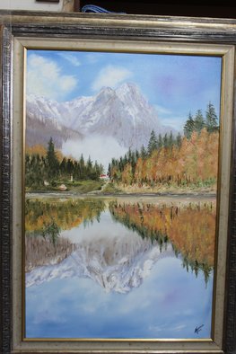Willem Petrus Kallmeyer; PEACEFULL REFLECTIONS, 2013, Original Painting Oil, 60 x 90 cm. Artwork description: 241   THE COLOURS OF AUTUMN WITH THE MOUNTAINS RFLECTIONS, IS SO PEACEFULL YOU JUST WANT TO STEP INTO THE PAINTING TO BE ABLE TO FEEL THE RELAXING PEACEFULLNESS.  ...