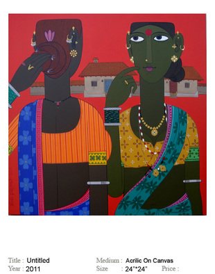 Narsimlu Kandi; Untitled , 2012, Original Painting Acrylic, 24 x 24 inches. Artwork description: 241  I do figurative paintings of my nativity, and My art is my Village ...