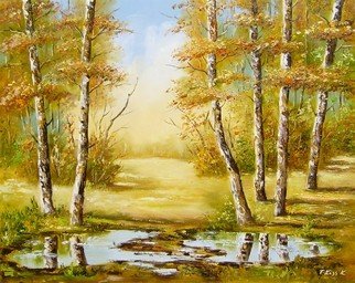 Karola Kiss; Autumn, 2011, Original Painting Oil, 50 x 40 cm. Artwork description: 241 autumn, sunset, wood, forest, oil painting...