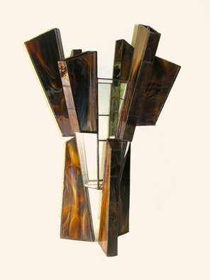 Hana Kasakova; Lonely Shepherd, 2014, Original Glass Stained, 43 x 58 cm. Artwork description: 241  Hexagonal vase from transparent glass standing on three high pillars with rectangular cross- section. Decorated with six flutes with rectangular cross- section.The pillars and flutes are made from opal glass Spectrum.The vase is created by Stained glass technique.        ...