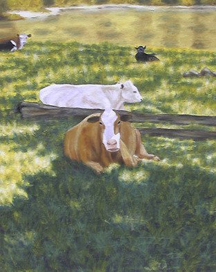 Kathleen Mcmahon; Sunol Cows, 2004, Original Painting Oil, 24 x 30 inches. Artwork description: 241 A hot afternoon in Sunol in Northern California finds these cows taking a shady rest.More artwork available at kathleenmcmahon. com...