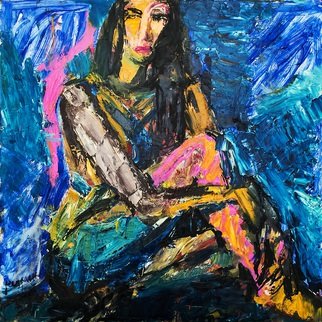 Dmitriy Kedrin; Blackheaded Series Pin Up, 2012, Original Painting Oil, 90 x 90 cm. Artwork description: 241   good day  / girl, woman, naked, body, erotic, sex, nude    ...