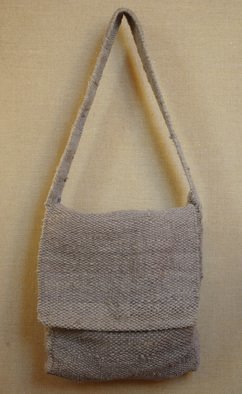 Michael Kehrlein; Tote, 2013, Original Textile, 26 x 32 cm. Artwork description: 241   Heavy natural dyed handwoven wabi sabi urban zen tote bag      ...