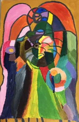 Christine Thompson; The Gathering, 2015, Original Painting Acrylic, 24 x 36 inches. Artwork description: 241   This is a colourful piece dipicting  figures gathering around a significant other or a pastor.  ...