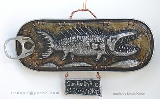 L. Kelen; SardineTin Number10, 2009, Original Metalsmith, 7 x 4 inches. Artwork description: 241 Sardine tin altered with chasing/ repousse work. . . one of three showing in Chicago at the Woman Made Gallery, January 23- February26.TEL. . . 312 738 0400...