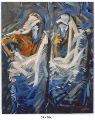 Khaled Abdelbassat; Conversation, 2009, Original Painting Oil, 56 x 50 cm. 