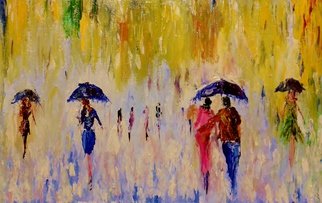 Kiran Bableshwar; Premonsoon Shower, 2015, Original Painting Oil, 11 x 7 inches. Artwork description: 241  The beauty of getting wet in the first showers! ...