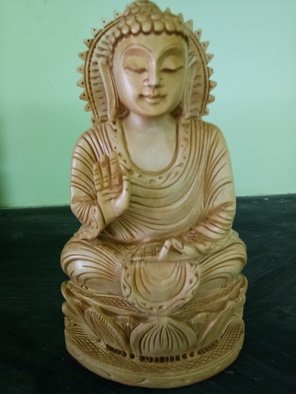Unni Krishnan; Buddha, 2017, Original Crafts, 11 x 15 cm. Artwork description: 241 Crafted in yellow teak wood Lord Buddha ...