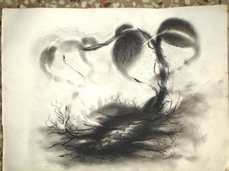 Lalit Pant; Nature, 2008, Original Drawing Charcoal, 14 x 15 cm. Artwork description: 241  everthing is in nature ...