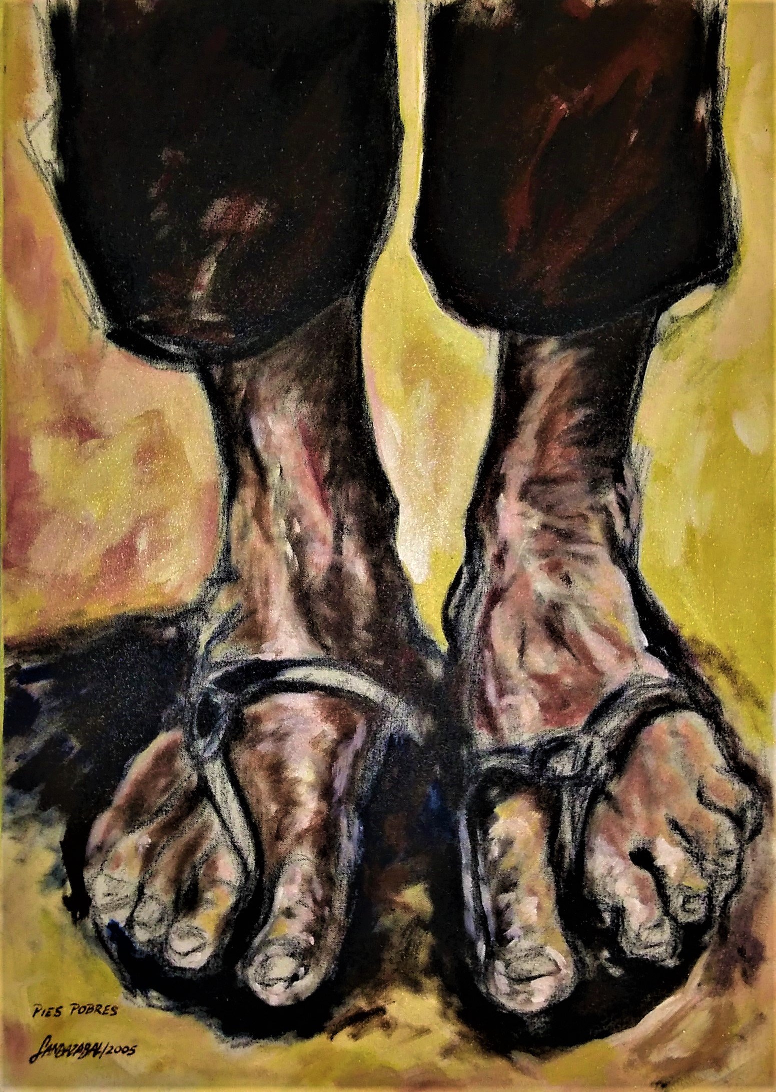 Francisco Landazabal; Poverty Feet, 2005, Original Painting Acrylic, 50 x 70 cm. 