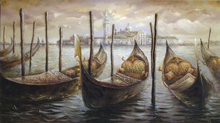Viktoria Lapteva; Gondolas In SAN MARCO, 2015, Original Painting Oil, 130 x 73 cm. Artwork description: 241  Venice, gondolas, Venetian canals ...