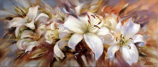 Viktoria Lapteva; Lilies, 2016, Original Painting Oil, 120 x 50 cm. Artwork description: 241  lily, flowers, white lilies ...