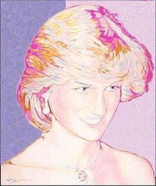 Larry Kaiser; Lady Di, 2003, Original Mixed Media, 20 x 24 inches. Artwork description: 241 Medium sized portrait of Princess Diana done in pop art graphic style and high key acrylic paint and ink on canvas. ...