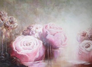 Jane De France; Rose Water IV, 2012, Original Painting Acrylic, 100 x 76 inches. Artwork description: 241 A soft yet luminous cluster of roses with a French feel, reflecting on a cyrstal clear pond. Contemporary and a little surrealCopyright applies...