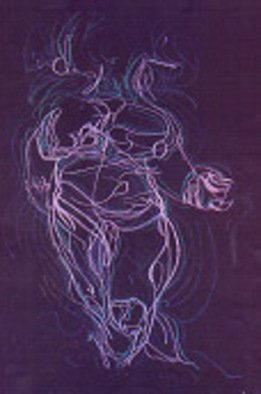 Lucy Drumonde; Nude Dancing, 1996, Original Drawing Pencil, 35 x 35 cm. Artwork description: 241  A figuative drawing of nude in pencil crayon on drawing paper. ...