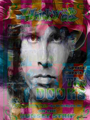 Leah Devora; Sunset Strip Jim Morrison..., 2015, Original Mixed Media, 24 x 30 inches. Artwork description: 241  Sunset Strip aEUR