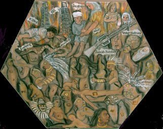 Rita Levinsohn, 'Sacrifices Old And New', 2005, original Painting Acrylic, 24 x 24  x 1 inches. Artwork description: 1911  Images of sacrifices in an ancient world juxtaposed with scrifices in our modern world. ...