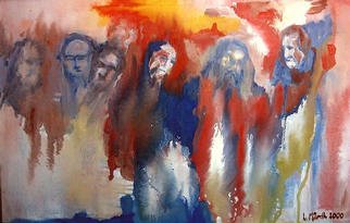 Leif Mrdh; Assembly Of Men, 2000, Original Painting Oil, 60 x 37 cm. Artwork description: 241 Oil on canvas...