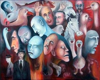 Leif Mrdh; It Is A Weird World, 2008, Original Painting Oil, 93 x 72 cm. Artwork description: 241  Where ever I go I see those strange creatures among people. Even if they look normal in other peoples eyes. ...