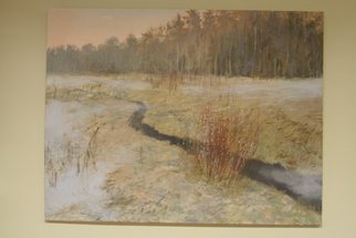 Lea Liblik; The Willow Kitties, 2013, Original Painting Acrylic, 88 x 116 cm. Artwork description: 241    landscape, field, spring, impressionism, light, fog, brook , willow, willow kittiws  ...