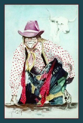 James Dailey; The Bullfighter, 2010, Original Watercolor, 17 x 27 inches. Artwork description: 241   western, rodeo, bulls, cowboys, equine    ...